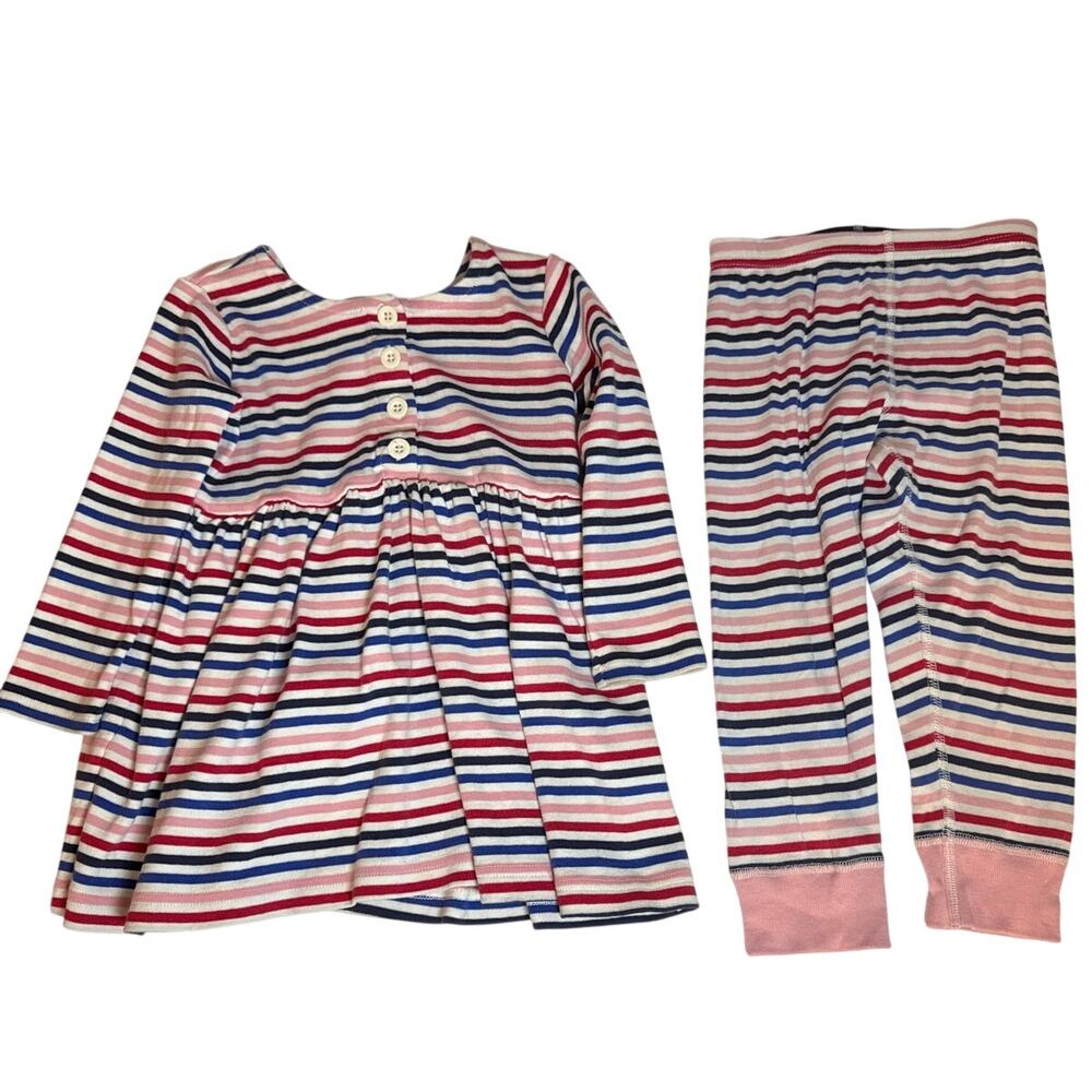 Hanna Anderson Toddler Girls Stripe Outfit 2 Piece Set 3T 90 cm Pink Blue Casual